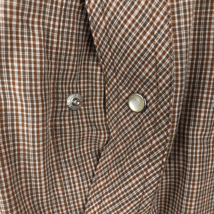 Wrangler Check Pattern Long Sleeve Western Shirt, Men's Size XL cotton brown type Vintage Second Hand