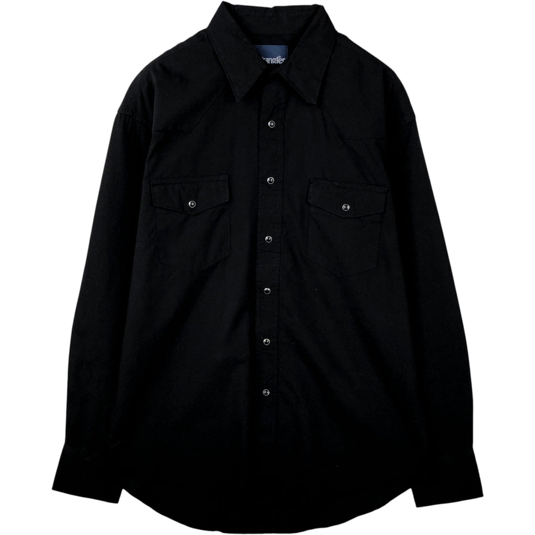 Wrangler Long Sleeve Western Shirt, Men's Size Medium cotton black type Vintage Second Hand