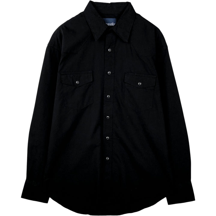 Wrangler Long Sleeve Western Shirt, Men's Size Medium cotton black type Vintage Second Hand