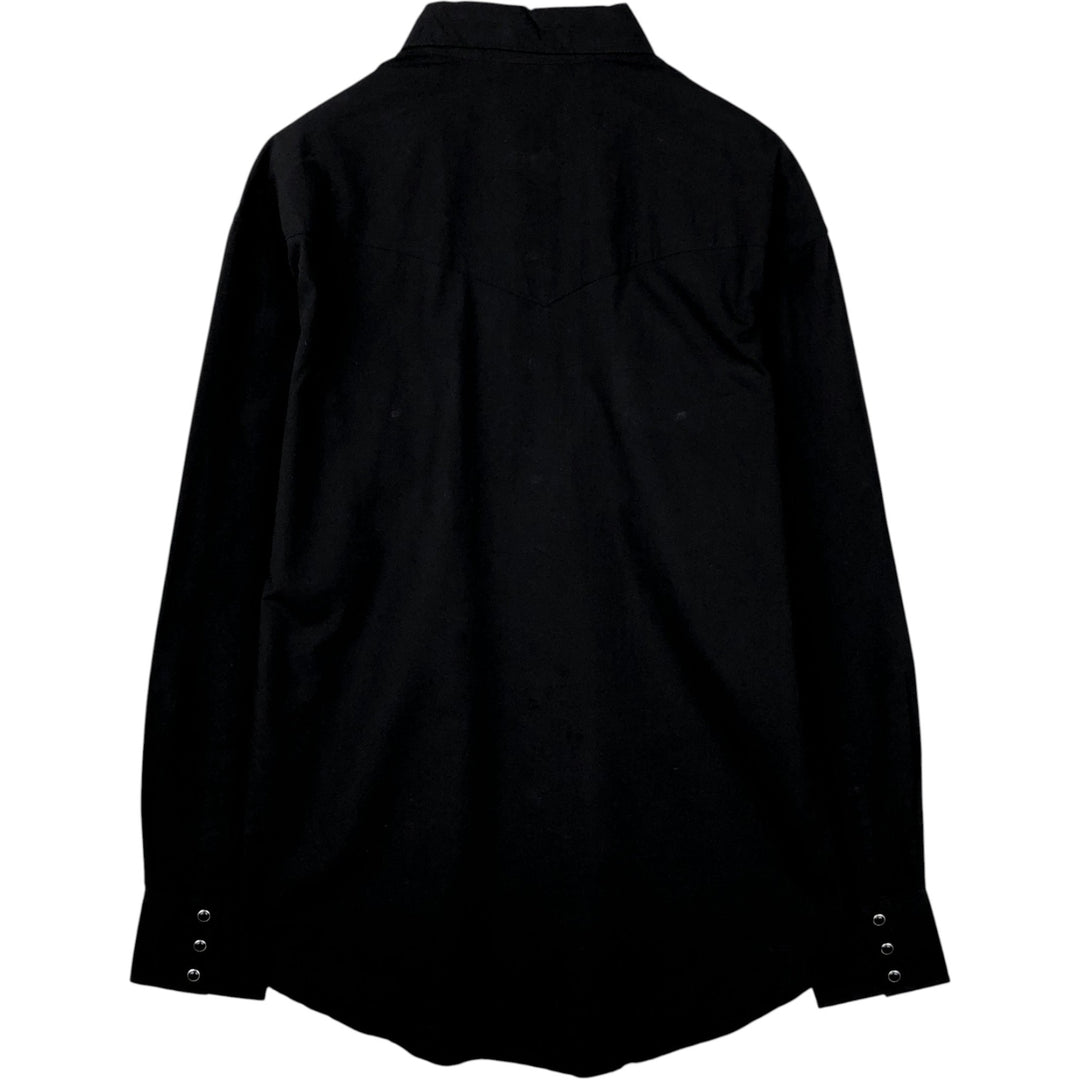 Wrangler Long Sleeve Western Shirt, Men's Size Medium cotton black type Vintage Second Hand