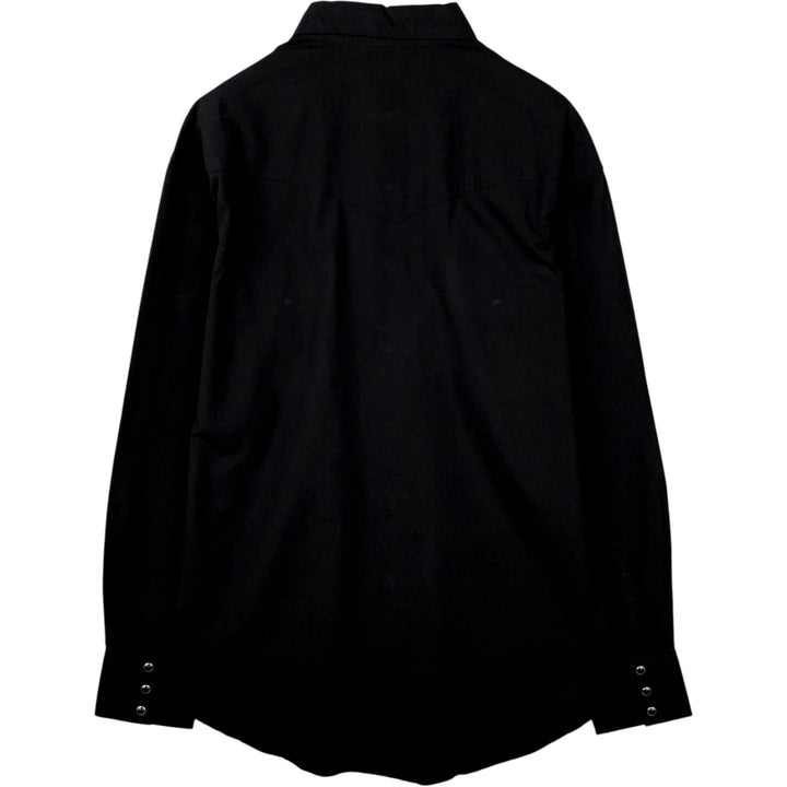 Wrangler Long Sleeve Western Shirt, Men's Size Medium cotton black type Vintage Second Hand