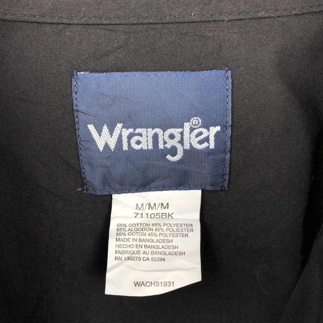 Wrangler Long Sleeve Western Shirt, Men's Size Medium cotton black type Vintage Second Hand