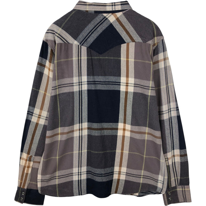Levi's Check Pattern Long-Sleeve Western Flannel Check Shirt, Men's Size XL (approx.) cotton Beige type Vintage Second Hand