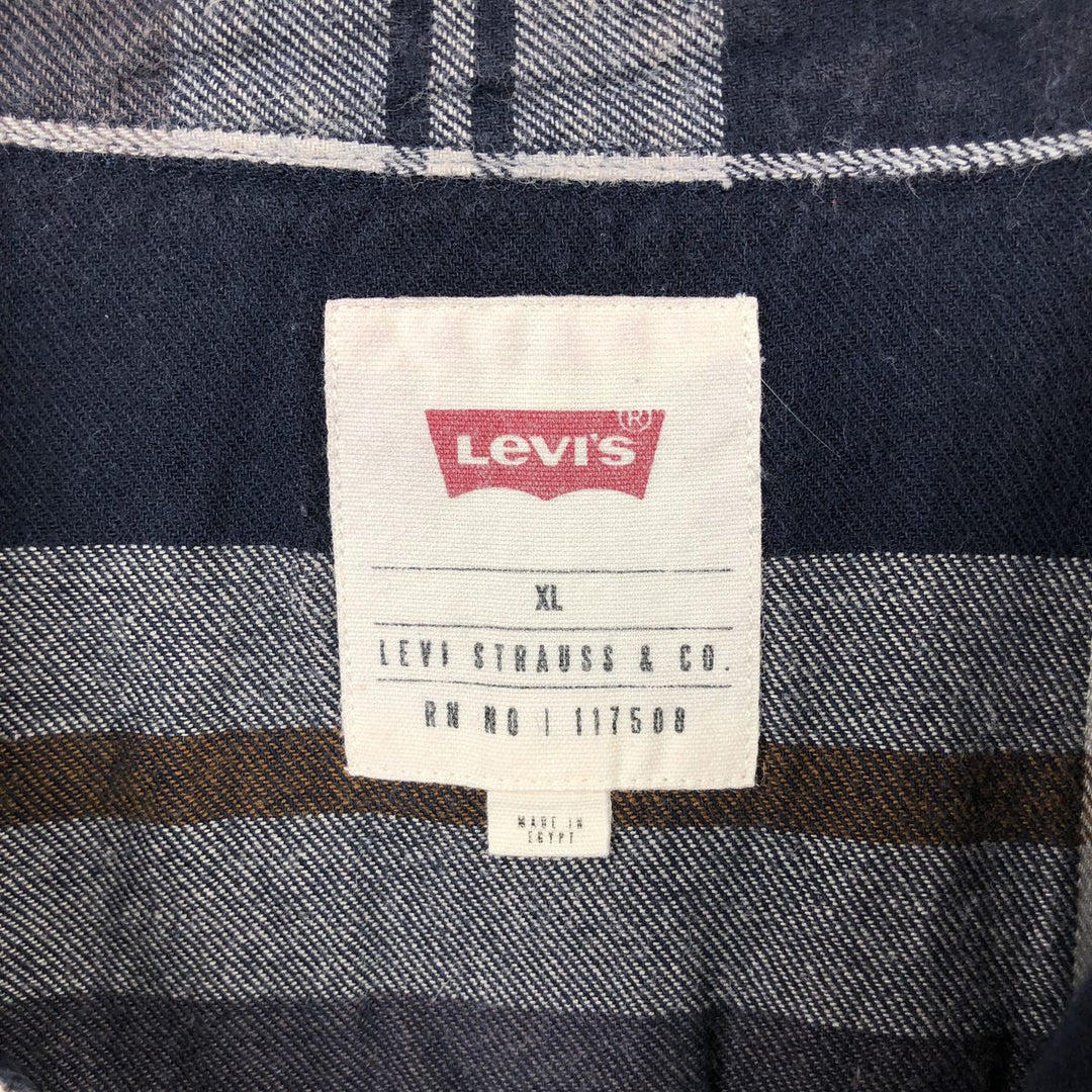 Levi's Check Pattern Long-Sleeve Western Flannel Check Shirt, Men's Size XL (approx.) cotton Beige type Vintage Second Hand
