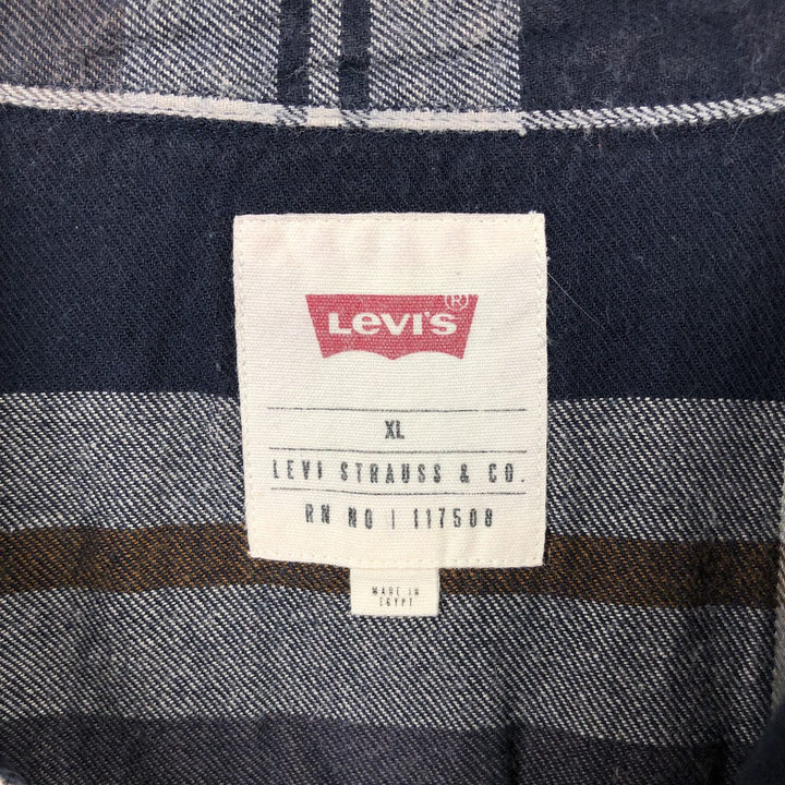 Levi's Check Pattern Long-Sleeve Western Flannel Check Shirt, Men's Size XL (approx.) cotton Beige type Vintage Second Hand