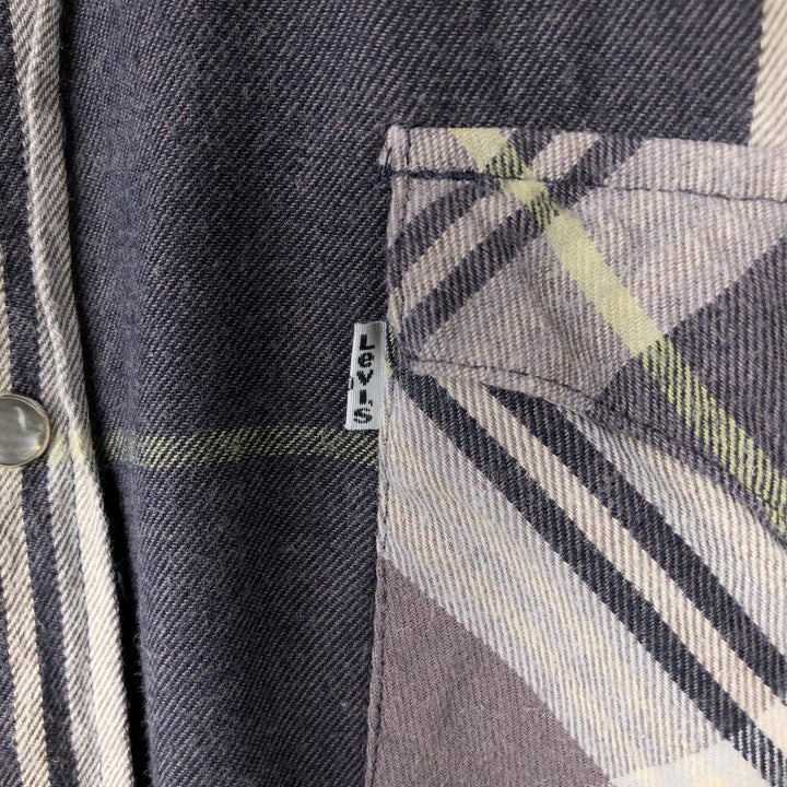 Levi's Check Pattern Long-Sleeve Western Flannel Check Shirt, Men's Size XL (approx.) cotton Beige type Vintage Second Hand