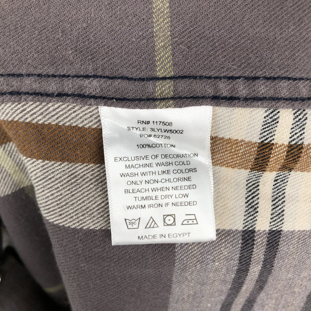 Levi's Check Pattern Long-Sleeve Western Flannel Check Shirt, Men's Size XL (approx.) cotton Beige type Vintage Second Hand