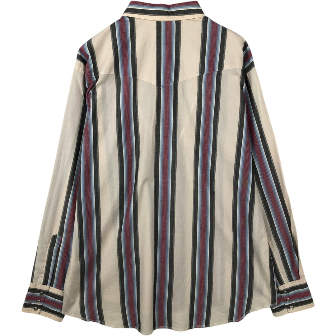 Wrangler COWBOY CUT REGULAR FIT Stripe Pattern Long Sleeve Western Shirt (Men's XL equivalent) polyester pale white type Vintage Second Hand