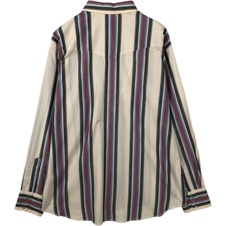 Wrangler COWBOY CUT REGULAR FIT Stripe Pattern Long Sleeve Western Shirt (Men's XL equivalent) polyester pale white type Vintage Second Hand