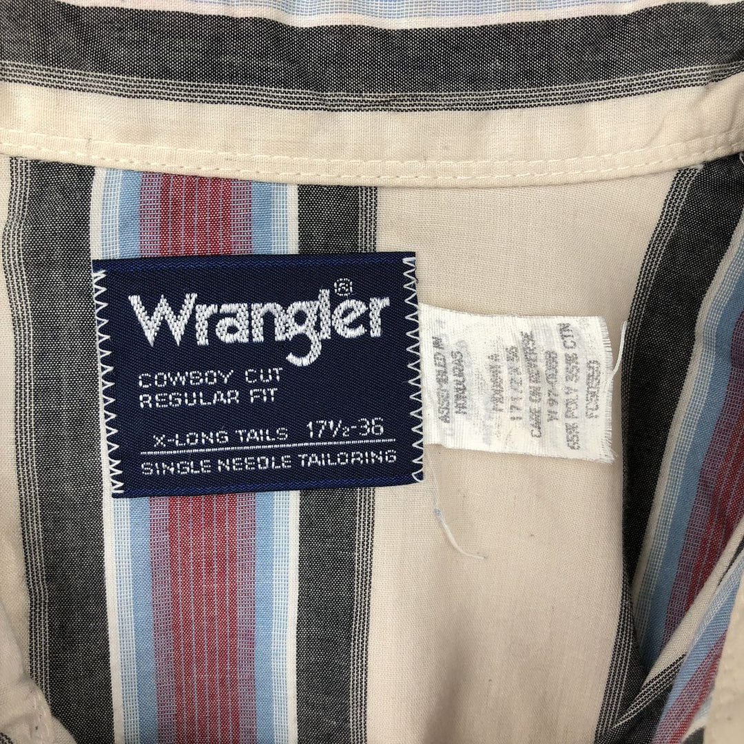 Wrangler COWBOY CUT REGULAR FIT Stripe Pattern Long Sleeve Western Shirt (Men's XL equivalent) polyester pale white type Vintage Second Hand