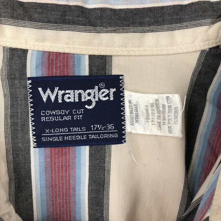 Wrangler COWBOY CUT REGULAR FIT Stripe Pattern Long Sleeve Western Shirt (Men's XL equivalent) polyester pale white type Vintage Second Hand