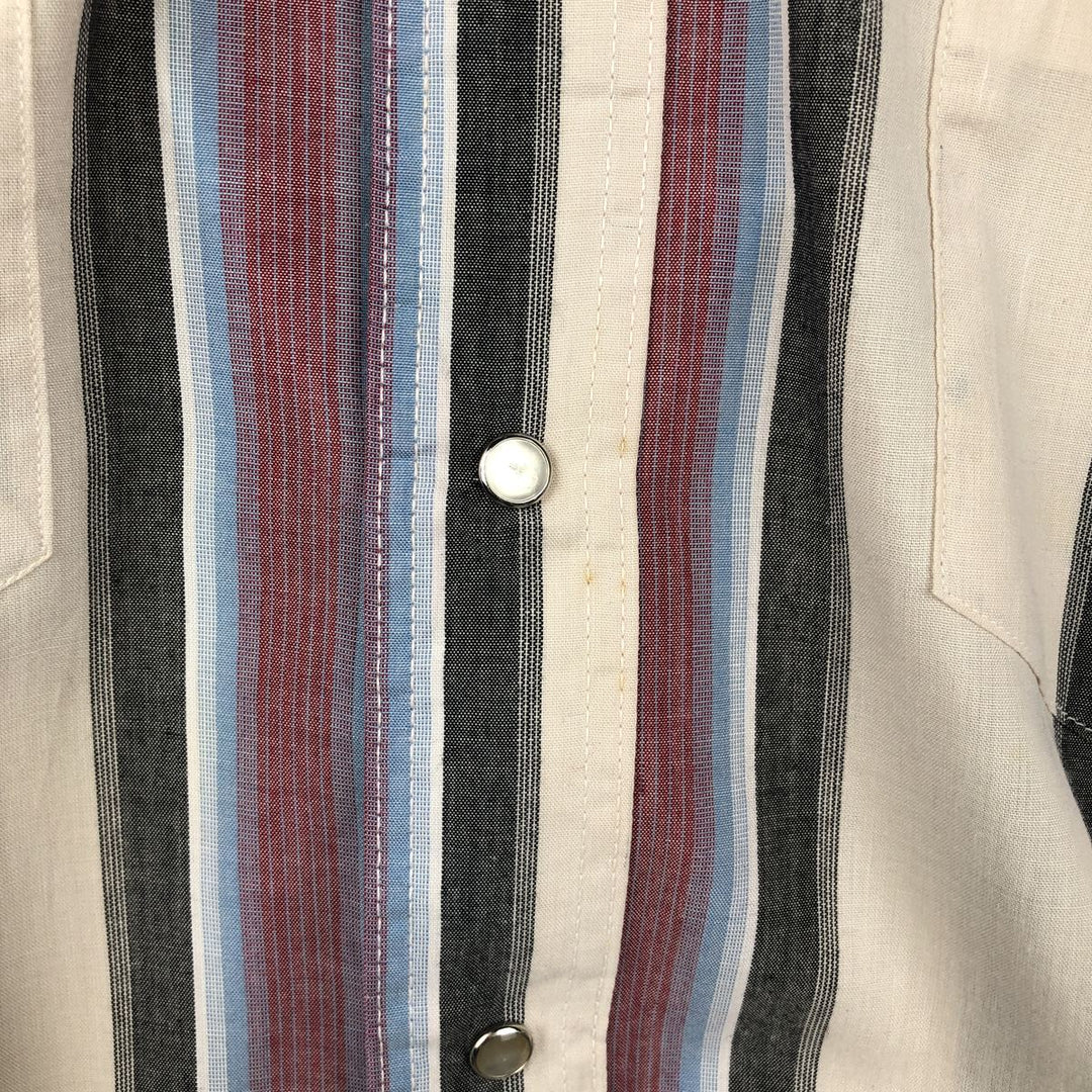 Wrangler COWBOY CUT REGULAR FIT Stripe Pattern Long Sleeve Western Shirt (Men's XL equivalent) polyester pale white type Vintage Second Hand
