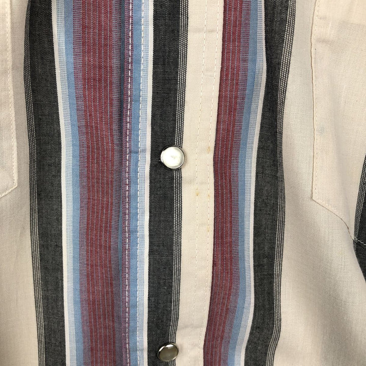 Wrangler COWBOY CUT REGULAR FIT Stripe Pattern Long Sleeve Western Shirt (Men's XL equivalent) polyester pale white type Vintage Second Hand