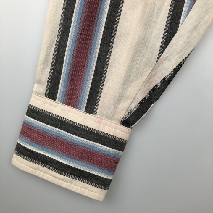 Wrangler COWBOY CUT REGULAR FIT Stripe Pattern Long Sleeve Western Shirt (Men's XL equivalent) polyester pale white type Vintage Second Hand