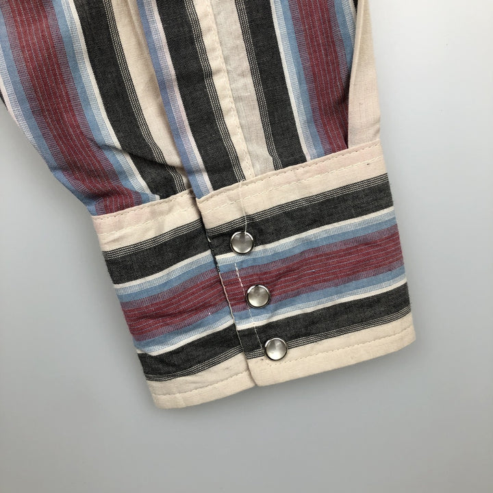 Wrangler COWBOY CUT REGULAR FIT Stripe Pattern Long Sleeve Western Shirt (Men's XL equivalent) polyester pale white type Vintage Second Hand