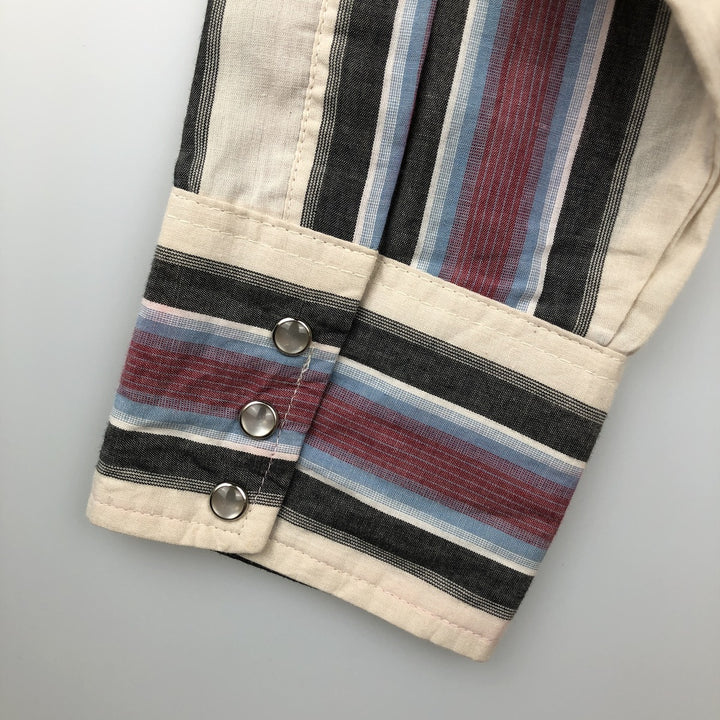 Wrangler COWBOY CUT REGULAR FIT Stripe Pattern Long Sleeve Western Shirt (Men's XL equivalent) polyester pale white type Vintage Second Hand