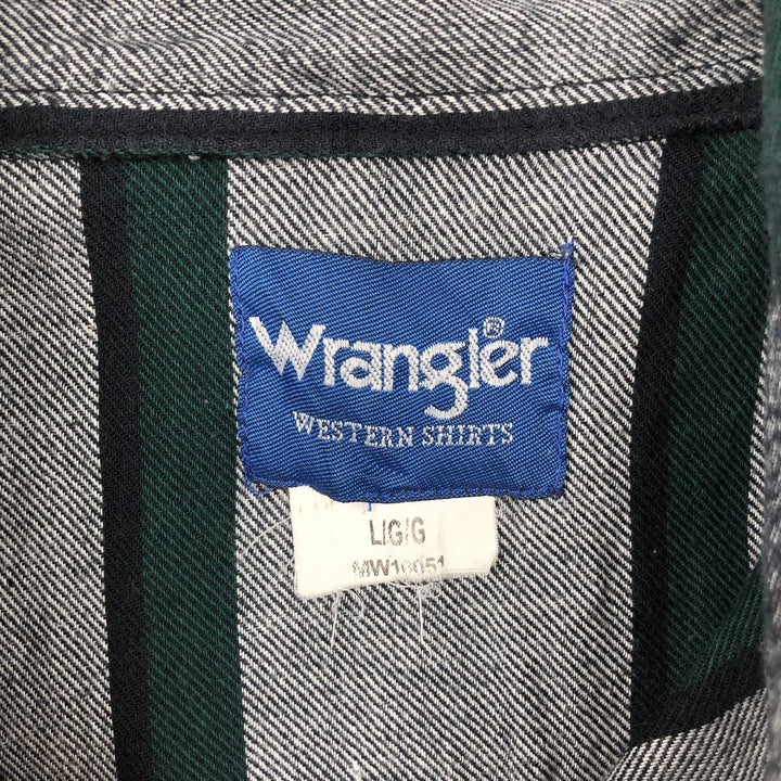 Wrangler Stripe Pattern Western Flannel Shirt, Men's Size L (approx.) unclear gray type Vintage Second Hand