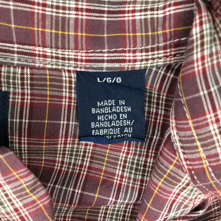 Wrangler Check Pattern Long-Sleeve Western Shirt, Men's Size L (approx.) cotton burgundy type Vintage Second Hand