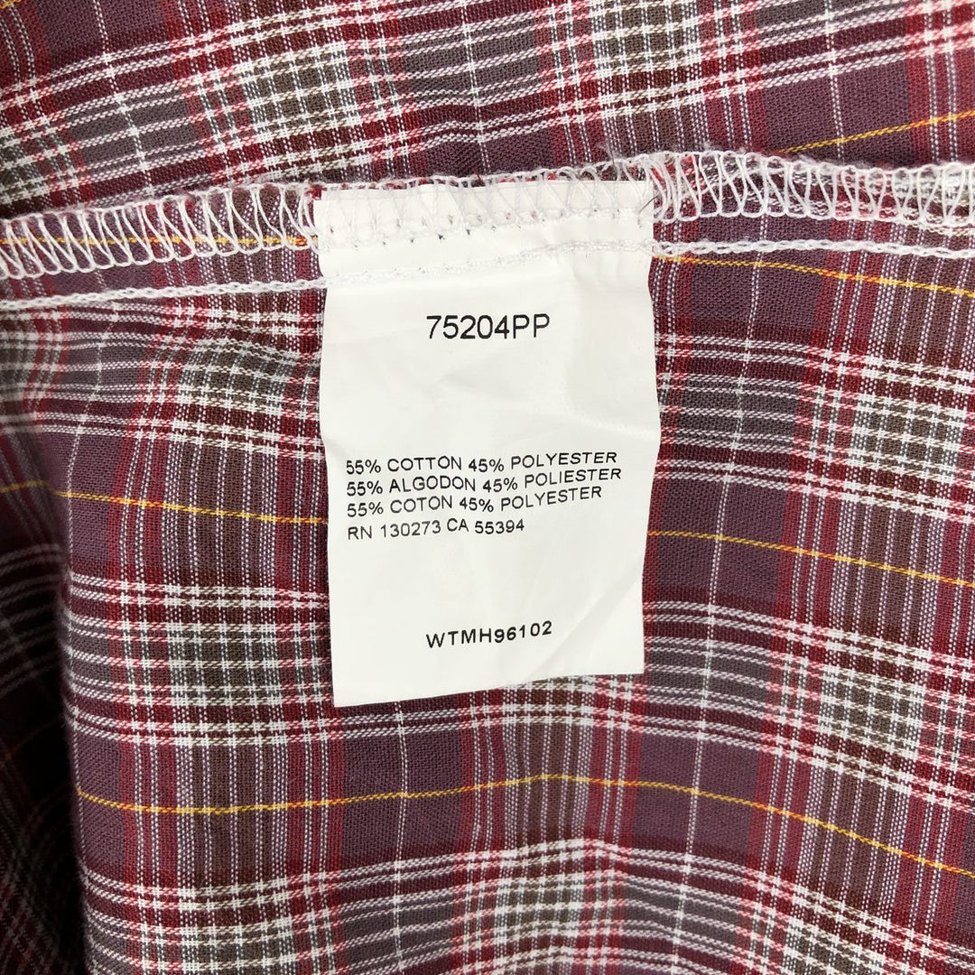 Wrangler Check Pattern Long-Sleeve Western Shirt, Men's Size L (approx.) cotton burgundy type Vintage Second Hand