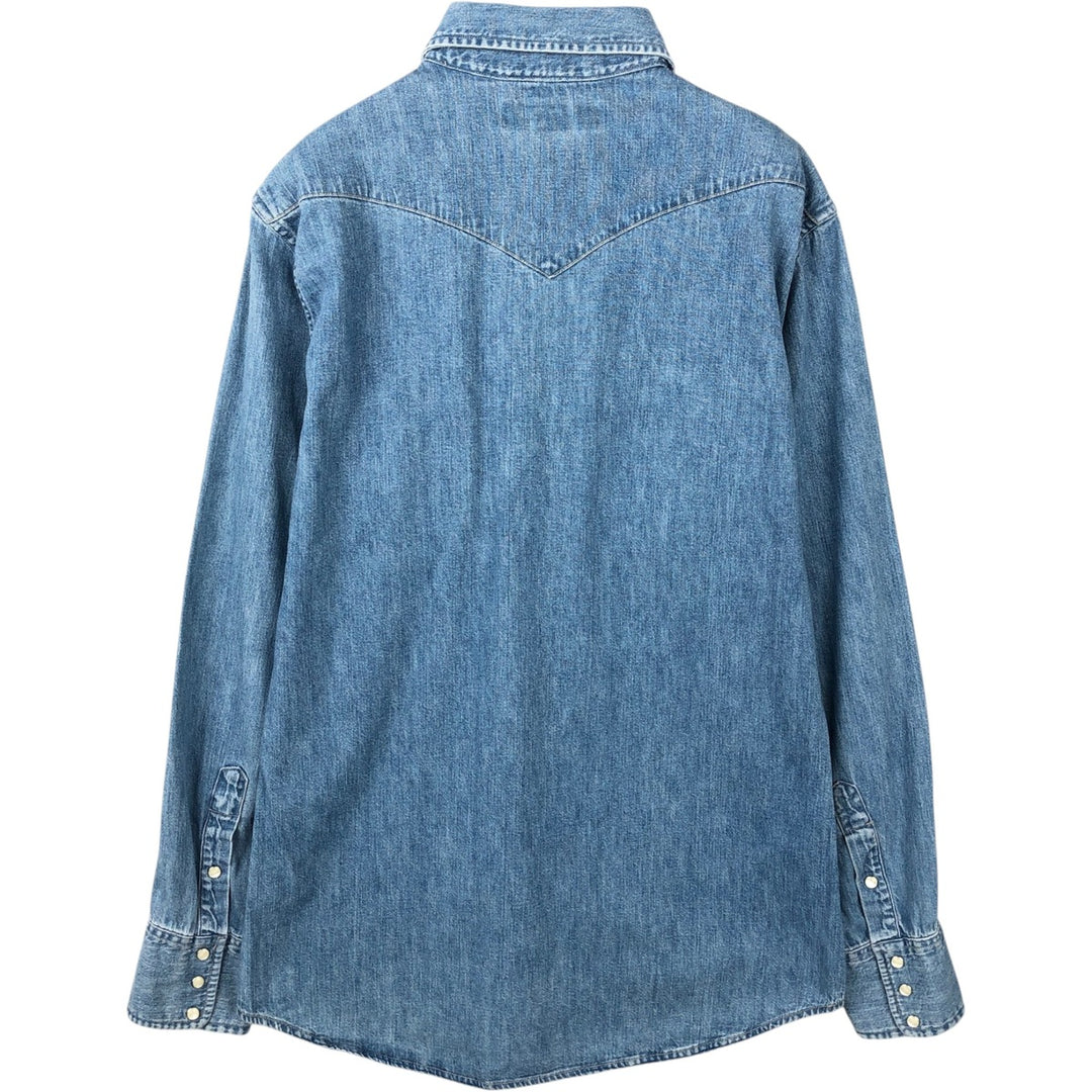 2000'S Banana Republic Long-Sleeve Denim Western Shirt, Men's Size M (approx.) cotton Blue type light blue Vintage Second Hand