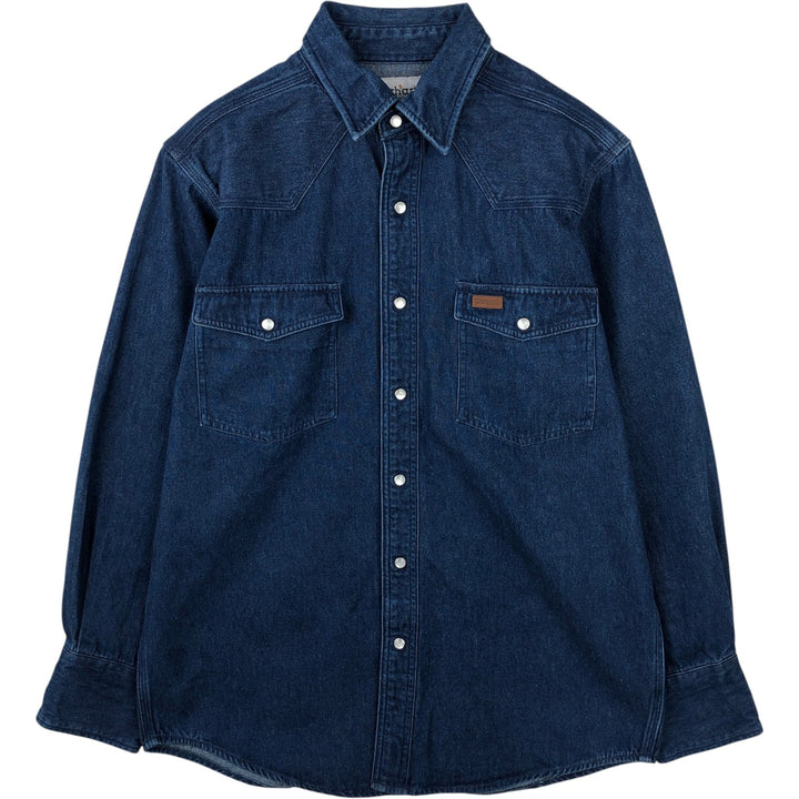 Carhartt Long Sleeve Denim Western Shirt, Men's Size Medium cotton blue type Vintage Second Hand