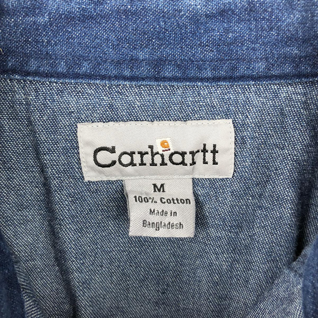 Carhartt Long Sleeve Denim Western Shirt, Men's Size Medium cotton blue type Vintage Second Hand