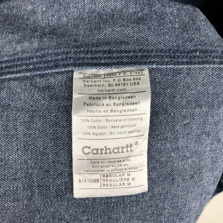Carhartt Long Sleeve Denim Western Shirt, Men's Size Medium cotton blue type Vintage Second Hand