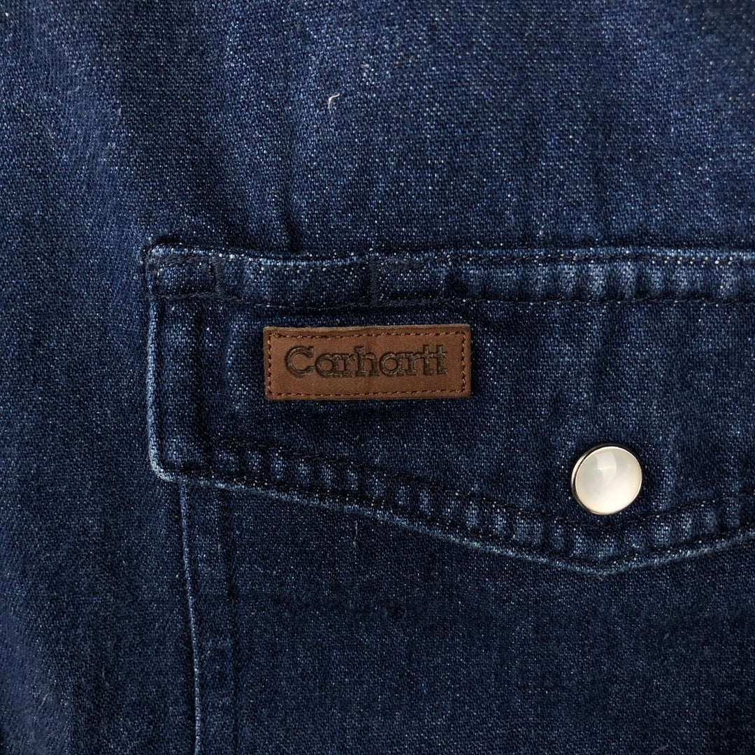 Carhartt Long Sleeve Denim Western Shirt, Men's Size Medium cotton blue type Vintage Second Hand