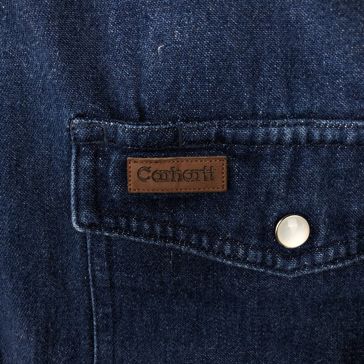 Carhartt Long Sleeve Denim Western Shirt, Men's Size Medium cotton blue type Vintage Second Hand