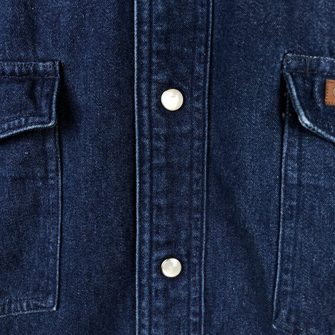 Carhartt Long Sleeve Denim Western Shirt, Men's Size Medium cotton blue type Vintage Second Hand