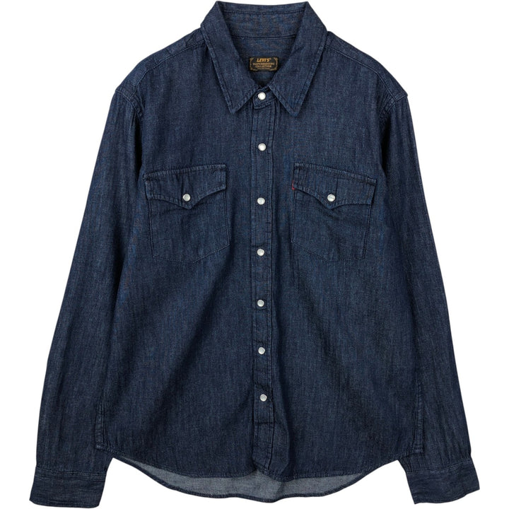 Levi's SKATEBOARDING COLLECTION Long-Sleeve Denim Western Shirt, Men's Size M (approx.) cotton navy blue type Vintage Second Hand