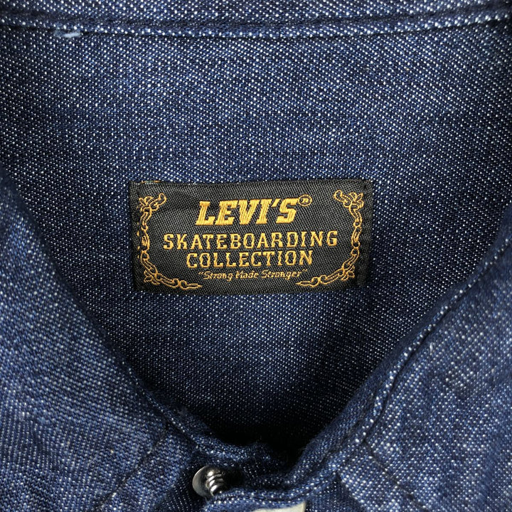 Levi's SKATEBOARDING COLLECTION Long-Sleeve Denim Western Shirt, Men's Size M (approx.) cotton navy blue type Vintage Second Hand