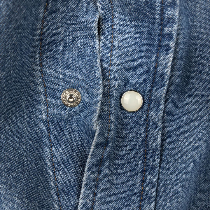 90'S Wrangler Long-Sleeve Denim Western Shirt, Men's Size L (approx.) cotton Blue type light blue Vintage Second Hand