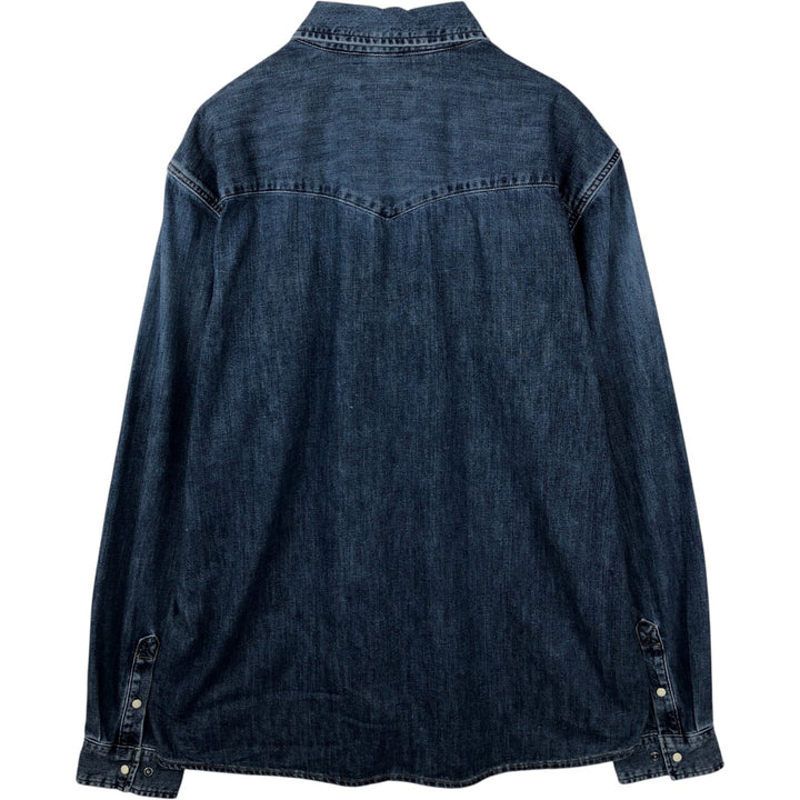 Carhartt Relaxed Fit Long-Sleeve Denim Western Shirt, Men's Size XL (approx.) cotton navy blue type Vintage Second Hand