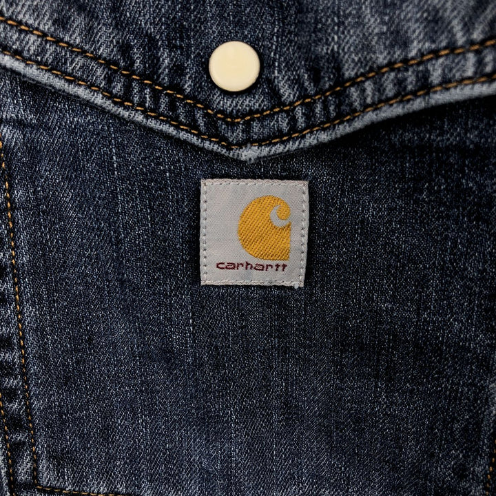 Carhartt Relaxed Fit Long-Sleeve Denim Western Shirt, Men's Size XL (approx.) cotton navy blue type Vintage Second Hand