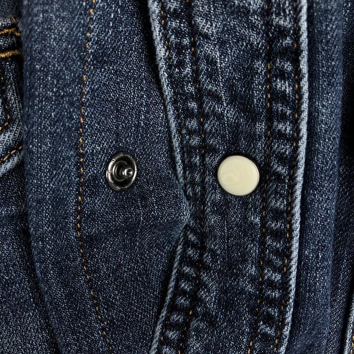 Carhartt Relaxed Fit Long-Sleeve Denim Western Shirt, Men's Size XL (approx.) cotton navy blue type Vintage Second Hand