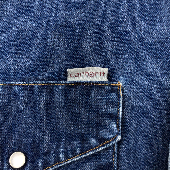 Carhartt Long Sleeve Denim Western Shirt, Men's Size L unclear blue type Vintage Second Hand