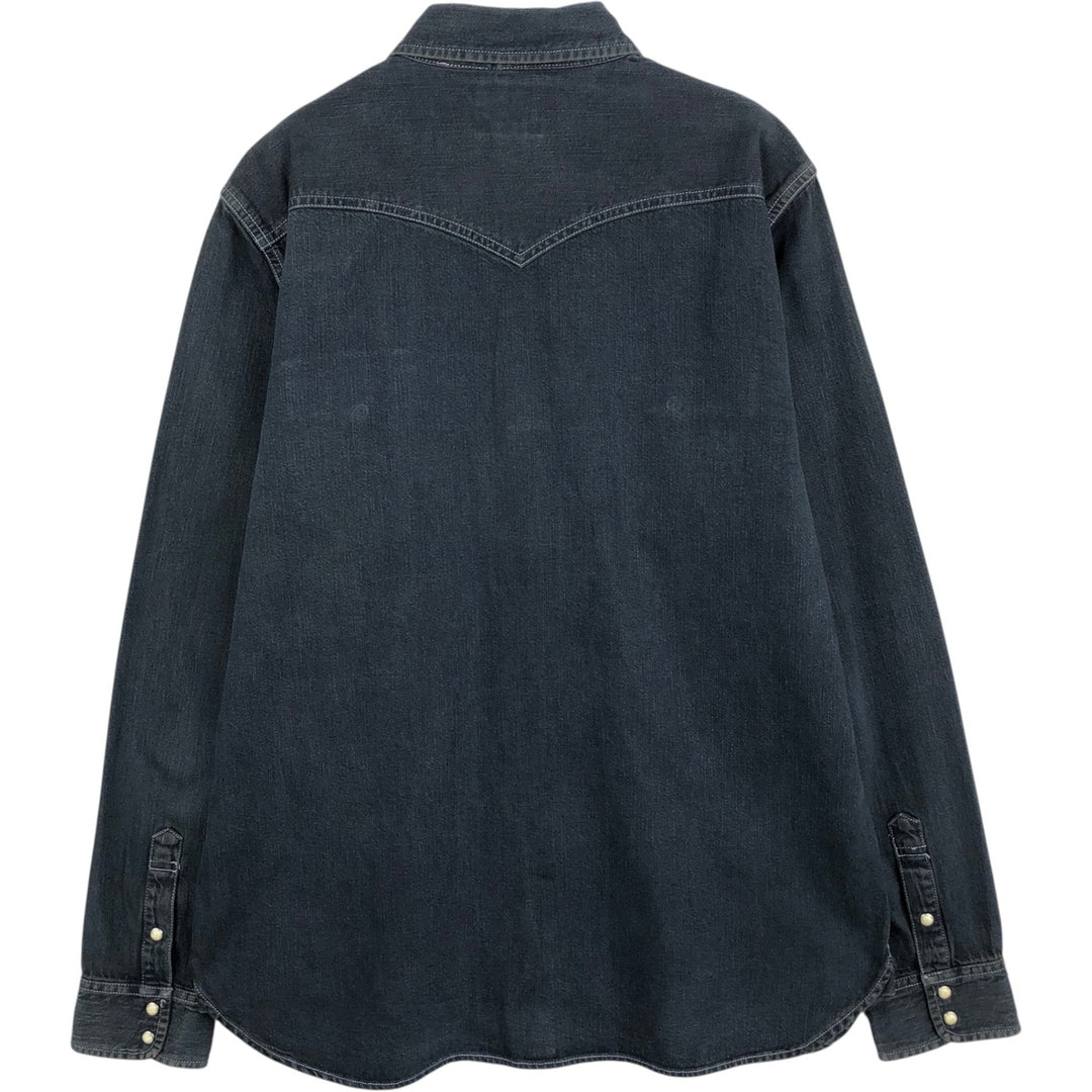 Levi's Authentic Jeanswear Long-Sleeve Denim Western Shirt, Men's Size L (approx.) cotton navy blue type Vintage Second Hand