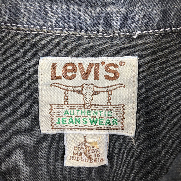 Levi's Authentic Jeanswear Long-Sleeve Denim Western Shirt, Men's Size L (approx.) cotton navy blue type Vintage Second Hand