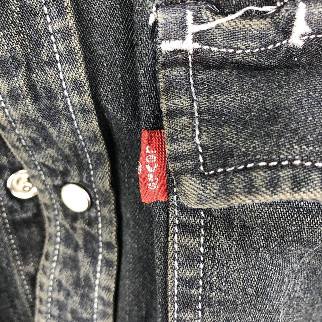 Levi's Authentic Jeanswear Long-Sleeve Denim Western Shirt, Men's Size L (approx.) cotton navy blue type Vintage Second Hand