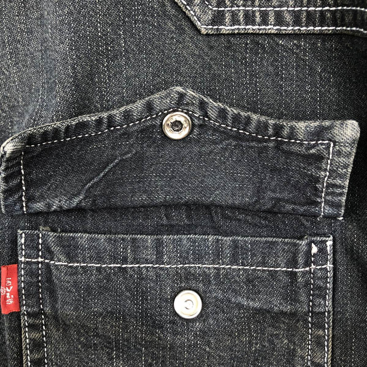 Levi's Authentic Jeanswear Long-Sleeve Denim Western Shirt, Men's Size L (approx.) cotton navy blue type Vintage Second Hand