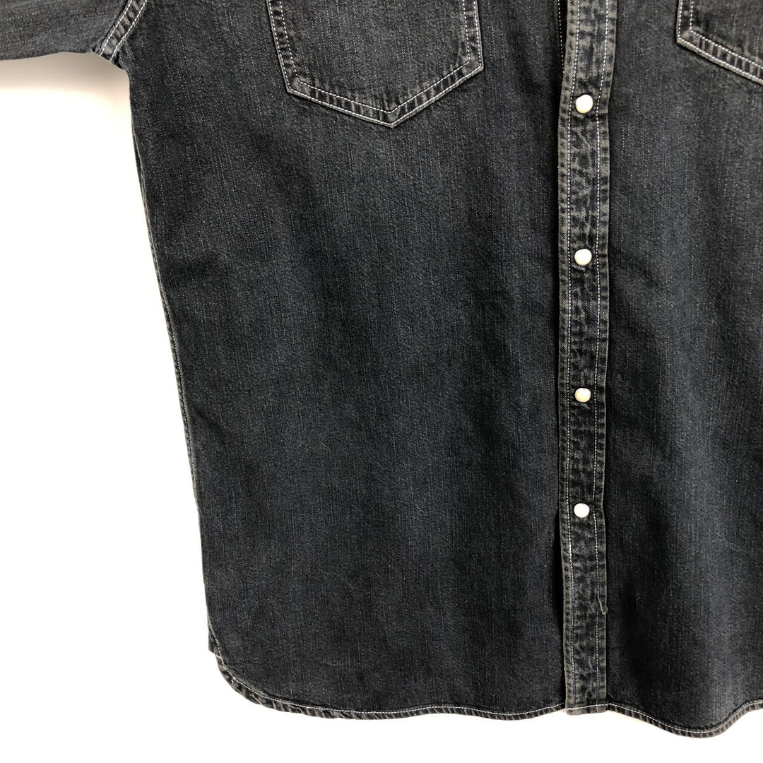 Levi's Authentic Jeanswear Long-Sleeve Denim Western Shirt, Men's Size L (approx.) cotton navy blue type Vintage Second Hand