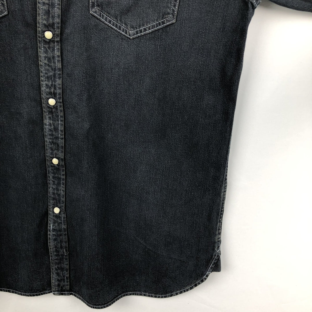Levi's Authentic Jeanswear Long-Sleeve Denim Western Shirt, Men's Size L (approx.) cotton navy blue type Vintage Second Hand