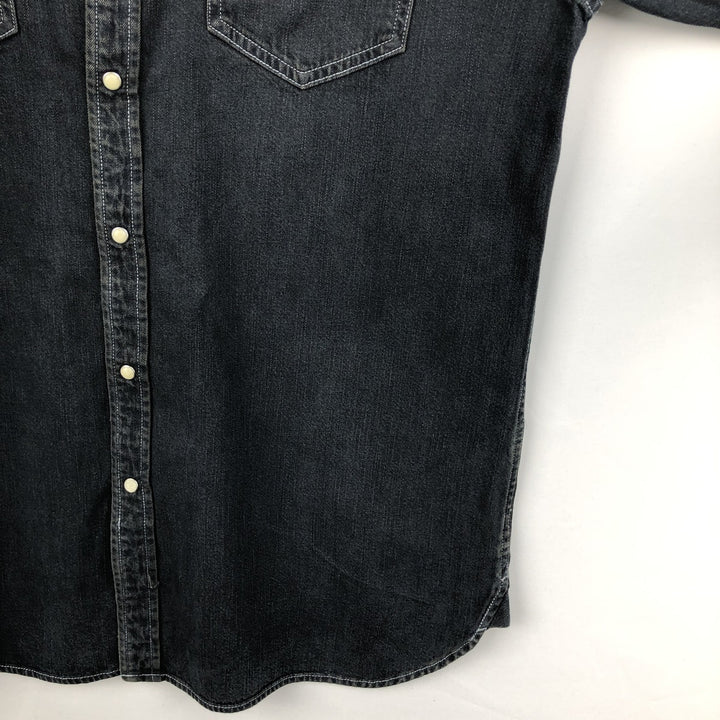 Levi's Authentic Jeanswear Long-Sleeve Denim Western Shirt, Men's Size L (approx.) cotton navy blue type Vintage Second Hand