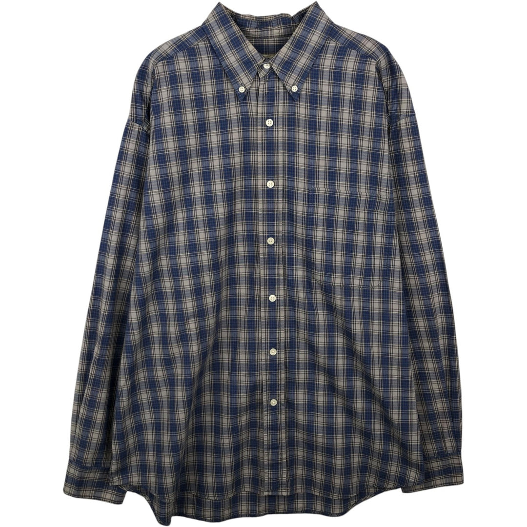 Eddie Bauer Long Sleeve Button-Down Check Shirt, Men's Size L cotton blue type Vintage Second Hand