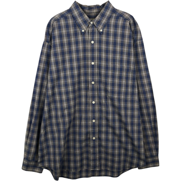 Eddie Bauer Long Sleeve Button-Down Check Shirt, Men's Size L cotton blue type Vintage Second Hand