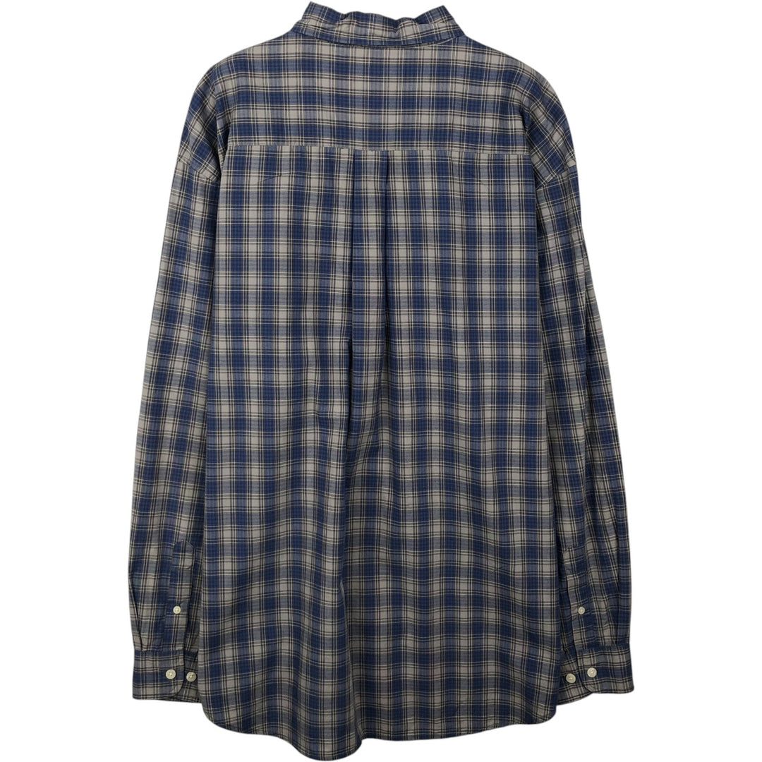 Eddie Bauer Long Sleeve Button-Down Check Shirt, Men's Size L cotton blue type Vintage Second Hand