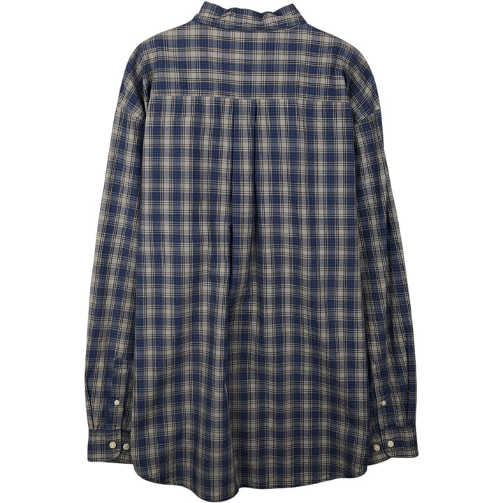 Eddie Bauer Long Sleeve Button-Down Check Shirt, Men's Size L cotton blue type Vintage Second Hand