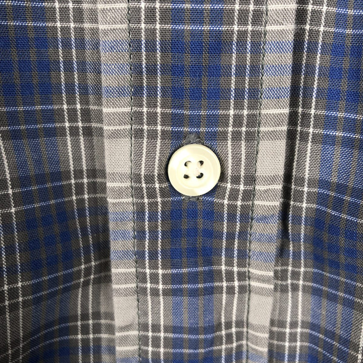 Eddie Bauer Long Sleeve Button-Down Check Shirt, Men's Size L cotton blue type Vintage Second Hand