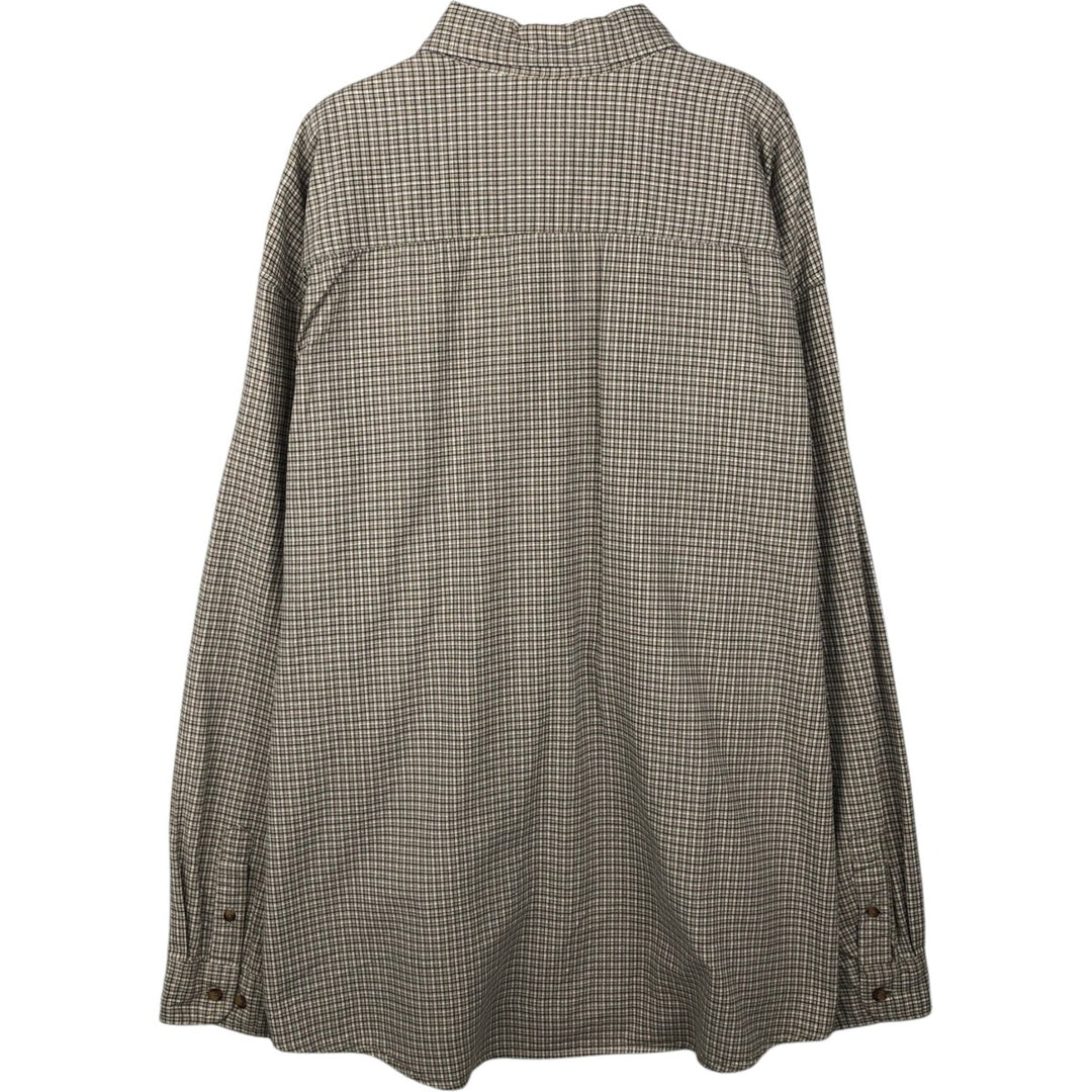 Eddie Bauer Men's XXL Long Sleeve Button-Down Check Shirt cotton Beige type Vintage Second Hand